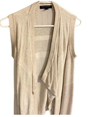 Banana Republic Factory Cream Draped Open-Front Sleeveless Cardigan XS/S